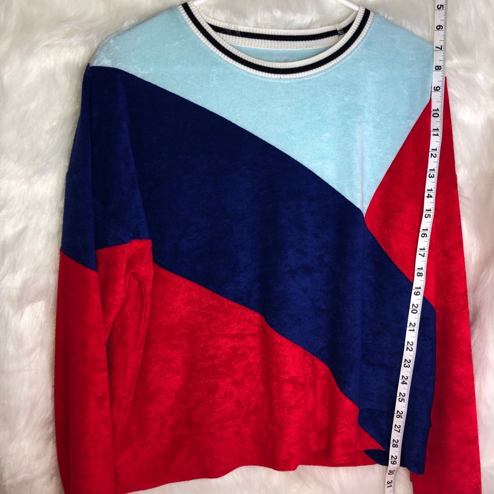 Xersion Vintage 90s Retro Color Block Pullover Sweater Small Red Blue Crew Neck